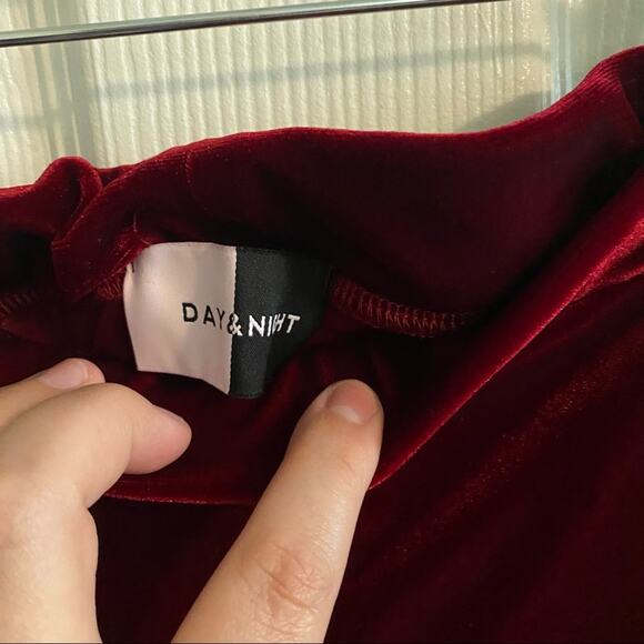 Day & Night Velvet Track Pants in Red Velour Approx Size Small - Picture 4 of 6